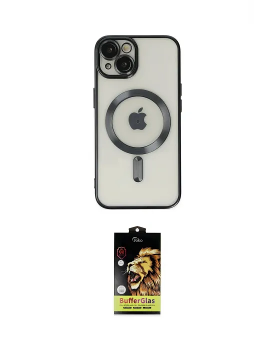 ieg™ iPhone 14 Kılıf Nova Işık Özel Seri - Siyah Buffer Cam Ekran Koruyucu