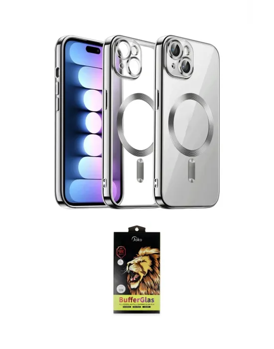 ieg™ iPhone 14 Kılıf Nova Işık Özel Seri - Siyah Buffer Cam Ekran Koruyucu