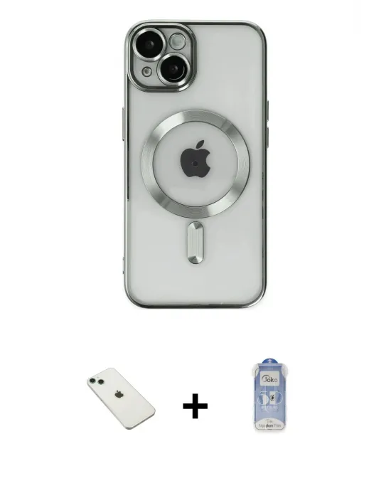 ieg™ iPhone 14 Kılıf Nova Işık Özel Seri - Siyah Joko Magic 5D Cam + Diamond Kamera Lens - YL