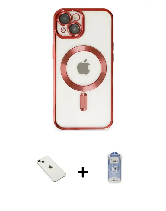 ieg™ iPhone 14 Kılıf Nova Işık Özel Seri - Siyah Joko Magic 5D Cam + Diamond Kamera Lens - YL