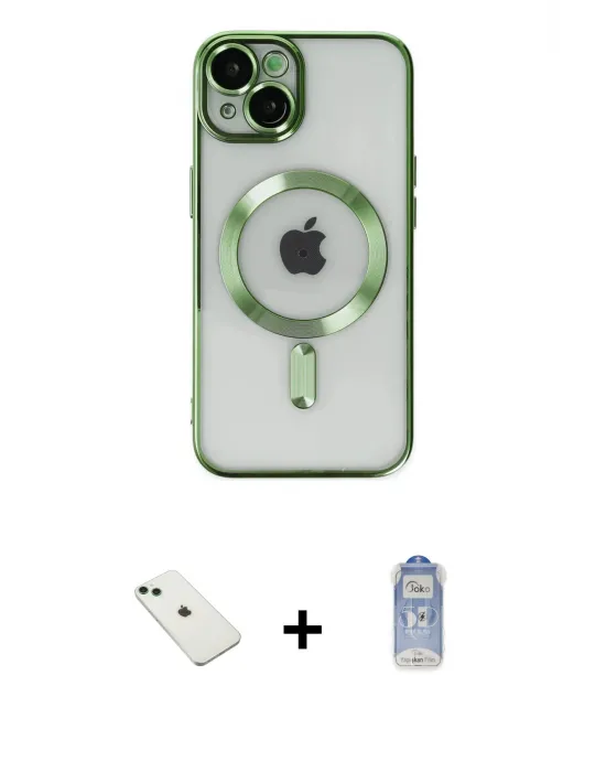 ieg™ iPhone 14 Kılıf Nova Işık Özel Seri - Siyah Joko Magic 5D Cam + Diamond Kamera Lens - YL