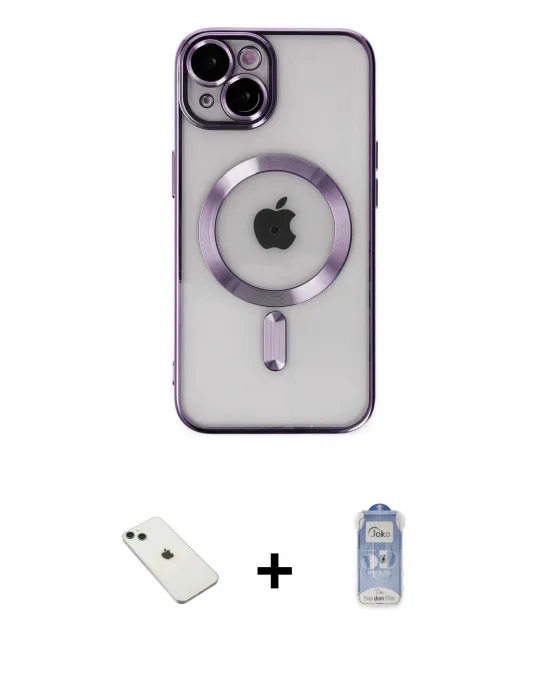ieg™ iPhone 14 Kılıf Nova Işık Özel Seri - Siyah Joko Magic 5D Cam + Diamond Kamera Lens - YL