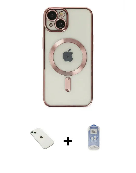 ieg™ iPhone 14 Kılıf Nova Işık Özel Seri - Siyah Joko Magic 5D Cam + Diamond Kamera Lens - YL