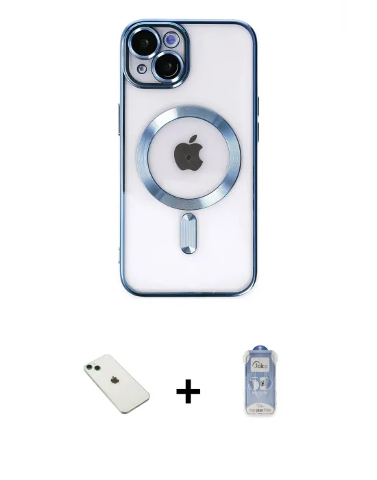 ieg™ iPhone 14 Kılıf Nova Işık Özel Seri - Siyah Joko Magic 5D Cam + Diamond Kamera Lens - YL