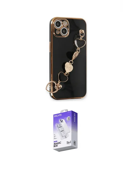 ieg™ iPhone 14 Kılıf Nova Işık Prime - Siyah Bilvis 5in1 3D Magic Cam Ekran Koruyucu