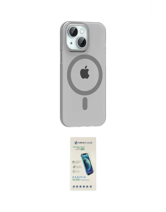ieg™ iPhone 14 Kılıf Pusula Form Özel Seri - Şeffaf Pasifik Cam Ekran Koruyucu