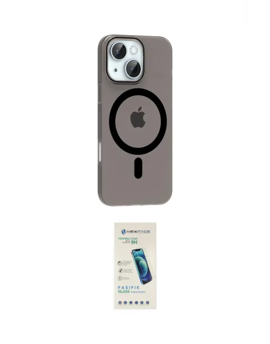 ieg™ iPhone 14 Kılıf Pusula Form Özel Seri - Şeffaf Pasifik Cam Ekran Koruyucu