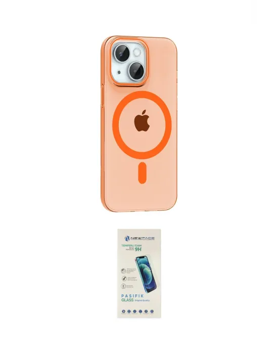 ieg™ iPhone 14 Kılıf Pusula Form Özel Seri - Şeffaf Pasifik Cam Ekran Koruyucu