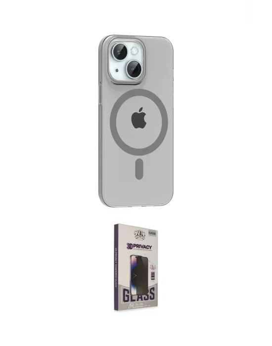 ieg™ iPhone 14 Kılıf Pusula Form Özel Seri - Siyah Bilvis Hayalet Cam Ekran Koruyucu