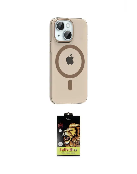 ieg™ iPhone 14 Kılıf Pusula Form Özel Seri - Siyah Buffer Cam Ekran Koruyucu