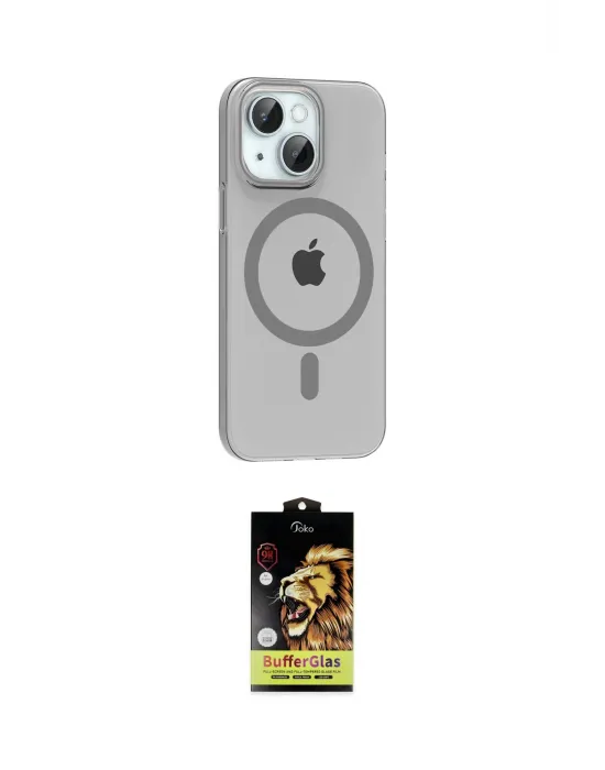 ieg™ iPhone 14 Kılıf Pusula Form Özel Seri - Siyah Buffer Cam Ekran Koruyucu