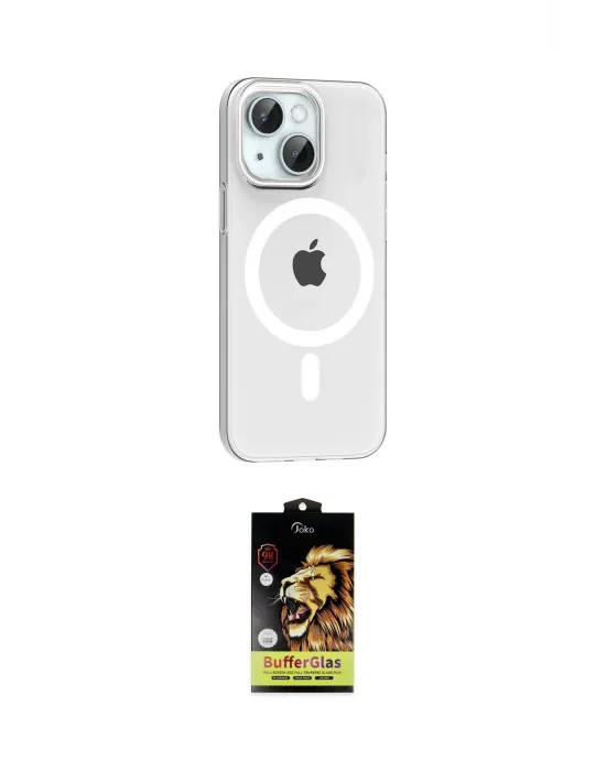 ieg™ iPhone 14 Kılıf Pusula Form Özel Seri - Siyah Buffer Cam Ekran Koruyucu