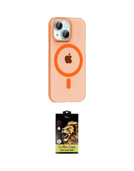 ieg™ iPhone 14 Kılıf Pusula Form Özel Seri - Siyah Buffer Cam Ekran Koruyucu