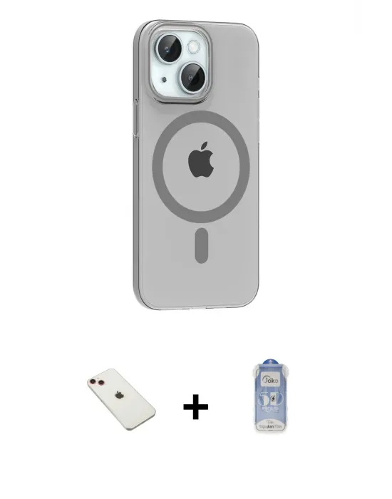 ieg™ iPhone 14 Kılıf Pusula Form Özel Seri - Siyah Joko Magic 5D Cam + Diamond Kamera Lens - KI