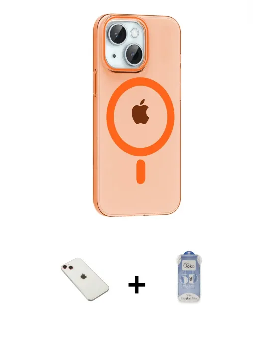 ieg™ iPhone 14 Kılıf Pusula Form Özel Seri - Siyah Joko Magic 5D Cam + Diamond Kamera Lens - KI