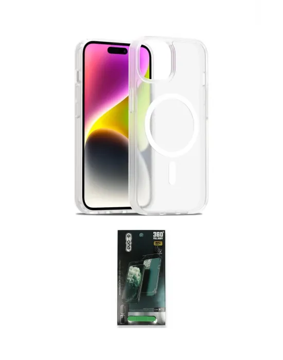 ieg™ iPhone 14 Kılıf Siluet Minimal Prime - Şeffaf 360 Full Body Arka Koruyucu