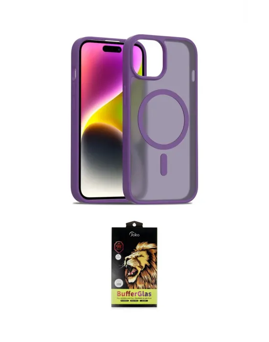 ieg™ iPhone 14 Kılıf Siluet Minimal Prime - Siyah Buffer Cam Ekran Koruyucu