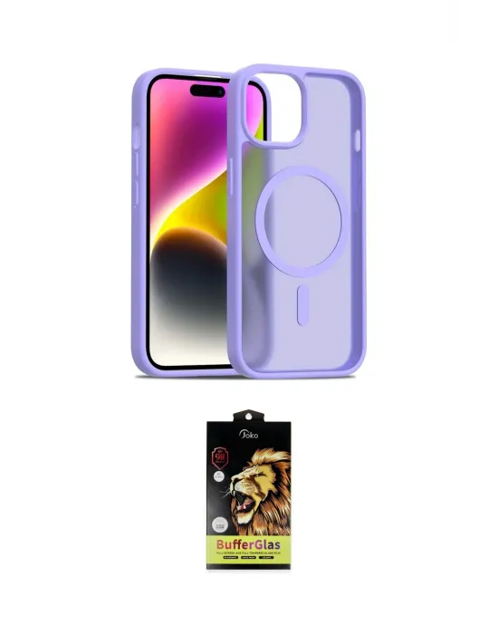 ieg™ iPhone 14 Kılıf Siluet Minimal Prime - Siyah Buffer Cam Ekran Koruyucu