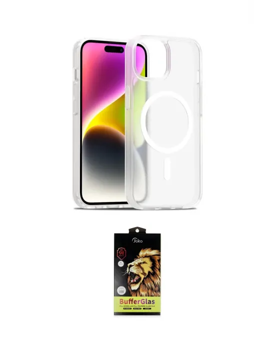 ieg™ iPhone 14 Kılıf Siluet Minimal Prime - Siyah Buffer Cam Ekran Koruyucu