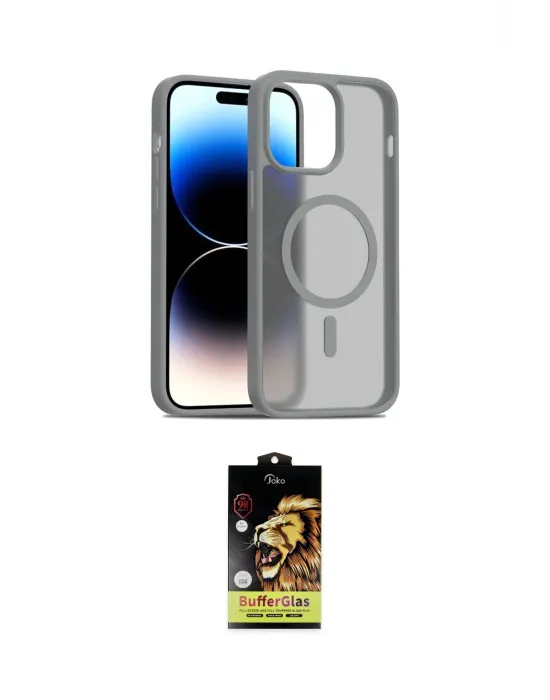 ieg™ iPhone 14 Kılıf Siluet Minimal Prime - Siyah Buffer Cam Ekran Koruyucu