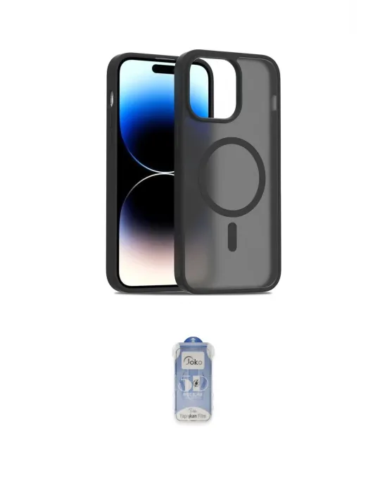 ieg™ iPhone 14 Kılıf Siluet Minimal Prime - Siyah Joko Magic 5D Cam