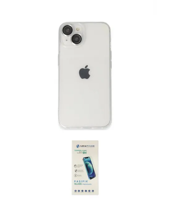 ieg™ iPhone 14 Kılıf Ufuk Minimal Özel Seri - Şeffaf Pasifik Cam Ekran Koruyucu