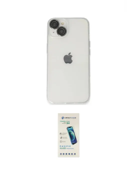 ieg™ iPhone 14 Kılıf Ufuk Minimal Özel Seri - Şeffaf Pasifik Cam Ekran Koruyucu