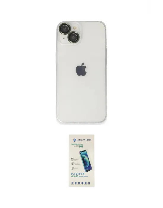 ieg™ iPhone 14 Kılıf Ufuk Minimal Özel Seri - Şeffaf Pasifik Cam Ekran Koruyucu