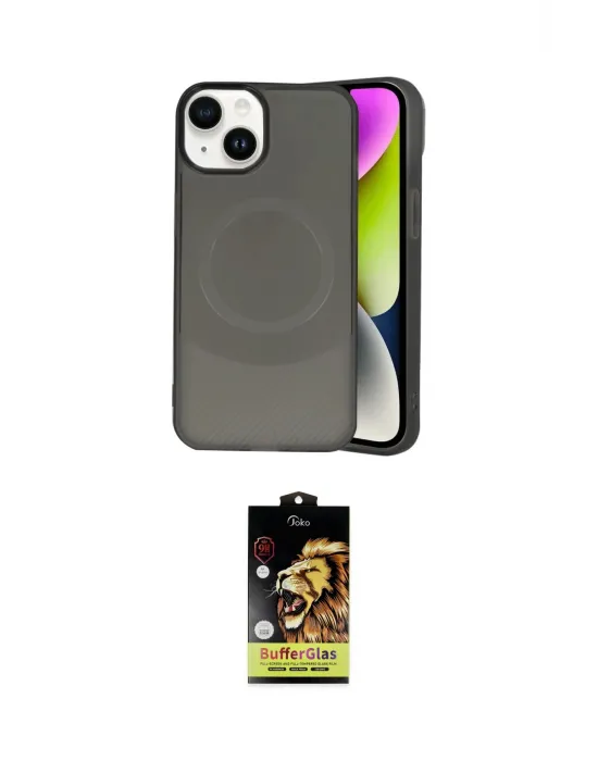 ieg™ iPhone 14 Kılıf Ufuk Serisi - Siyah Buffer Cam Ekran Koruyucu