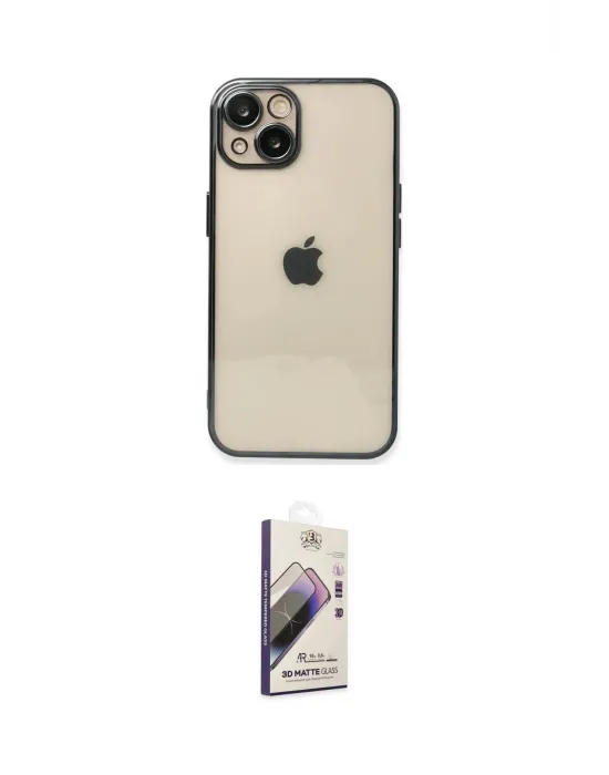 ieg™ iPhone 14 Kılıf Vadi Minimal - Siyah Bilvis 3D Mat Cam Ekran Koruyucu