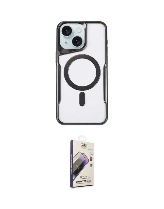 ieg™ iPhone 14 Kılıf Yadigar Klasik Özel Seri - Siyah Bilvis 3D Mat Cam Ekran Koruyucu