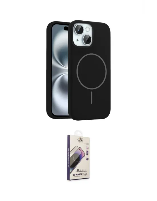 ieg™ iPhone 14 Kılıf Yankı Form Serisi - Siyah Bilvis 3D Mat Cam Ekran Koruyucu