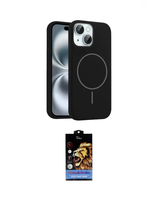 ieg™ iPhone 14 Kılıf Yankı Form Serisi - Siyah Buffer Hayalet Cam Ekran Koruyucu