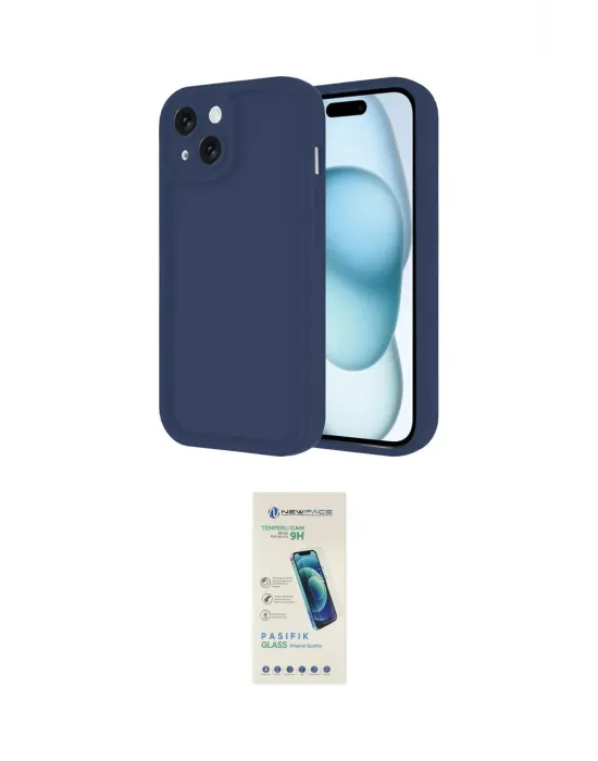 ieg™ iPhone 14 Kılıf Yankı Yansıma Özel Seri - Şeffaf Pasifik Cam Ekran Koruyucu