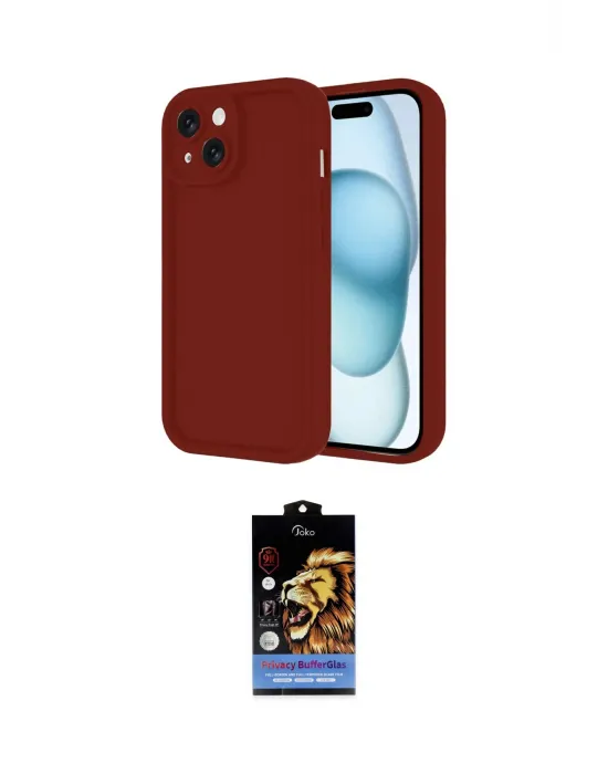 ieg™ iPhone 14 Kılıf Yankı Yansıma Özel Seri - Siyah Buffer Hayalet Cam Ekran Koruyucu