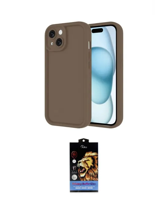 ieg™ iPhone 14 Kılıf Yankı Yansıma Özel Seri - Siyah Buffer Hayalet Cam Ekran Koruyucu