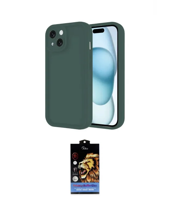 ieg™ iPhone 14 Kılıf Yankı Yansıma Özel Seri - Siyah Buffer Hayalet Cam Ekran Koruyucu