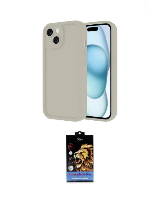ieg™ iPhone 14 Kılıf Yankı Yansıma Özel Seri - Siyah Buffer Hayalet Cam Ekran Koruyucu