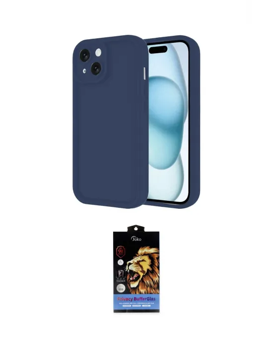 ieg™ iPhone 14 Kılıf Yankı Yansıma Özel Seri - Siyah Buffer Hayalet Cam Ekran Koruyucu