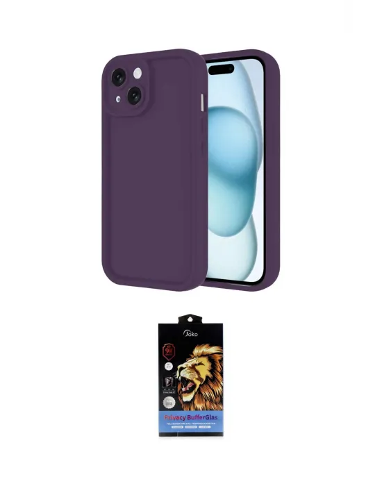 ieg™ iPhone 14 Kılıf Yankı Yansıma Özel Seri - Siyah Buffer Hayalet Cam Ekran Koruyucu