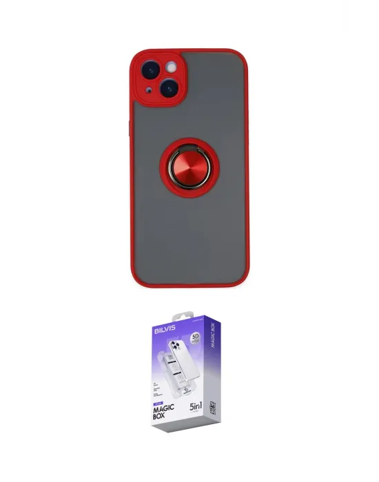 ieg™ iPhone 14 Kılıf Yörünge Çizgi - Siyah Bilvis 5in1 3D Magic Cam Ekran Koruyucu