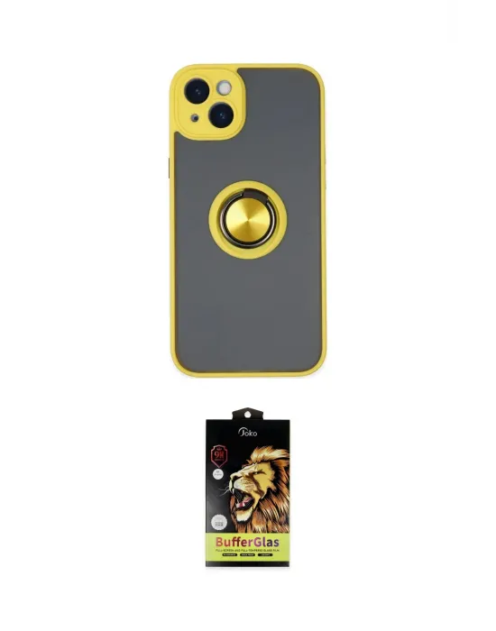ieg™ iPhone 14 Kılıf Yörünge Çizgi - Siyah Buffer Cam Ekran Koruyucu
