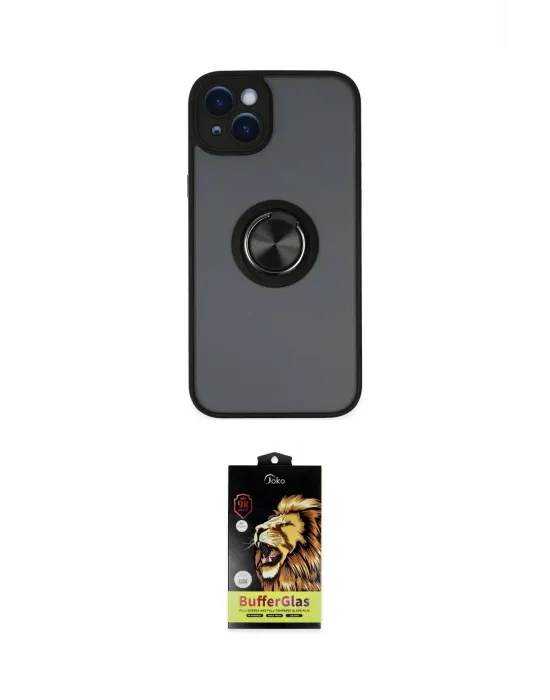 ieg™ iPhone 14 Kılıf Yörünge Çizgi - Siyah Buffer Cam Ekran Koruyucu
