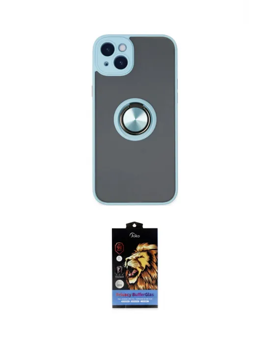 ieg™ iPhone 14 Kılıf Yörünge Çizgi - Siyah Buffer Hayalet Cam Ekran Koruyucu