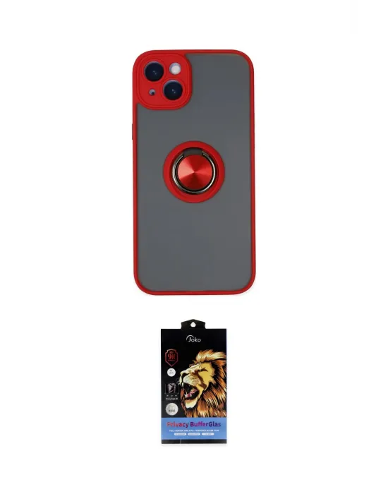 ieg™ iPhone 14 Kılıf Yörünge Çizgi - Siyah Buffer Hayalet Cam Ekran Koruyucu