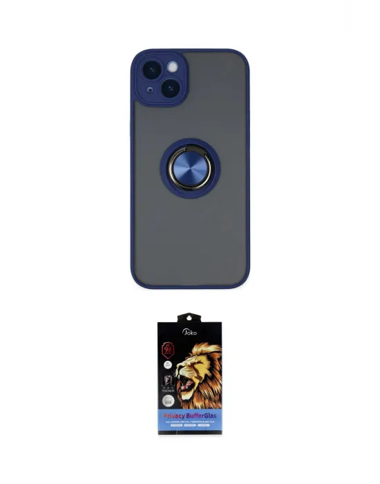 ieg™ iPhone 14 Kılıf Yörünge Çizgi - Siyah Buffer Hayalet Cam Ekran Koruyucu