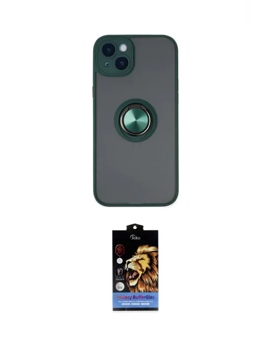 ieg™ iPhone 14 Kılıf Yörünge Çizgi - Siyah Buffer Hayalet Cam Ekran Koruyucu