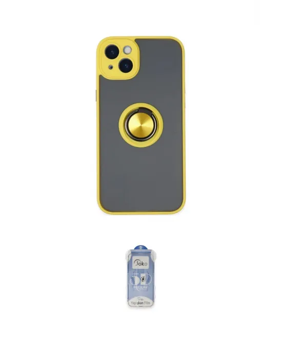 ieg™ iPhone 14 Kılıf Yörünge Çizgi - Siyah Joko Magic 5D Cam