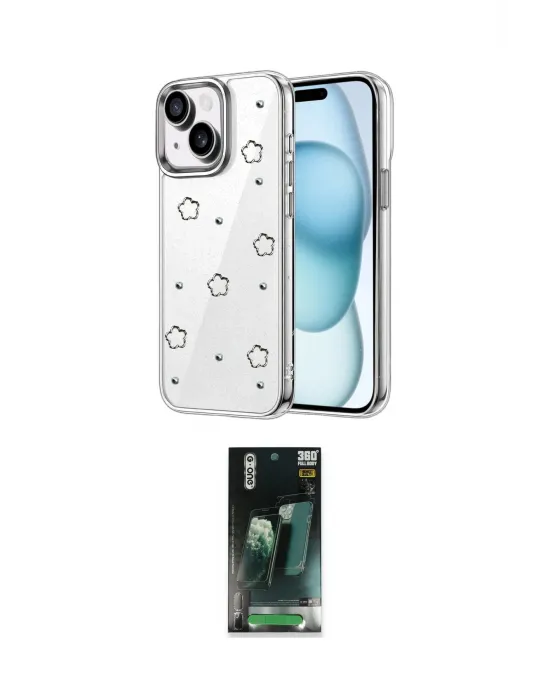 ieg™ iPhone 14 Kılıf Yörünge Form - Şeffaf 360 Full Body Arka Koruyucu