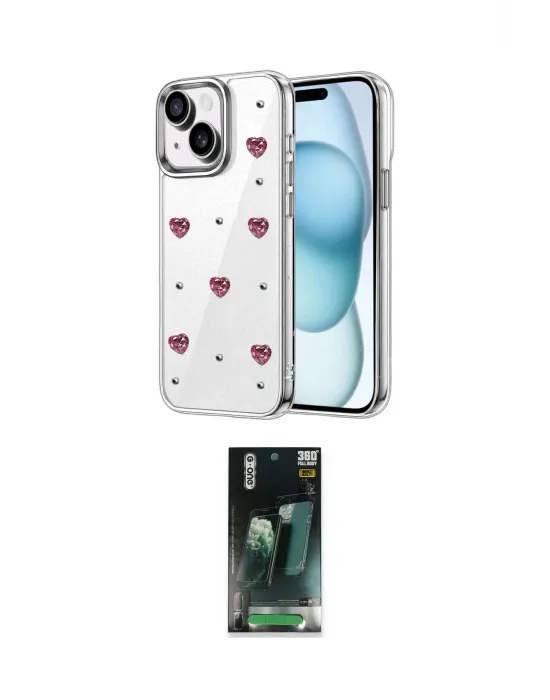 ieg™ iPhone 14 Kılıf Yörünge Form - Şeffaf 360 Full Body Arka Koruyucu